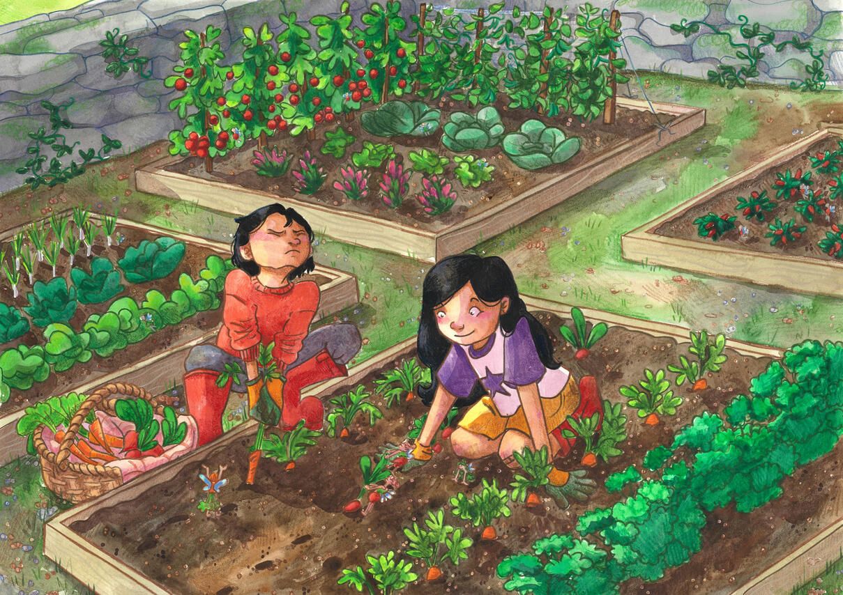 The Veggie Patch - illustration for prints, postcards, bookmarks, etc.